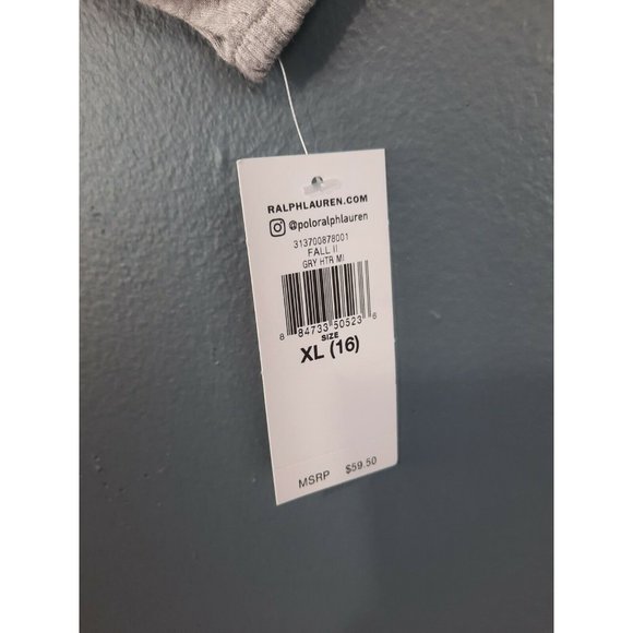 Ralph Lauren Girls Sz. 16 (XL) Gray Heather W/White Polkadots Dress Long Sleeve - Picture 12 of 12